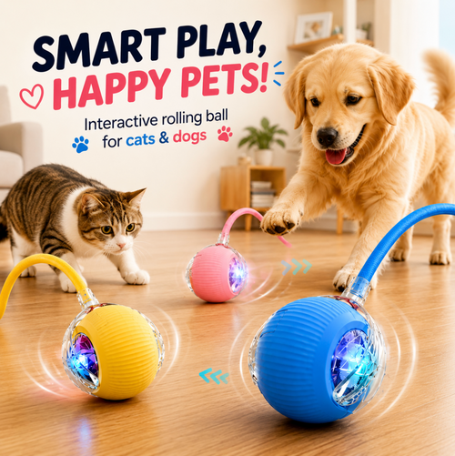 Interactive Cat Ball Toy Automatic Rolling Ball with Tail Rechargeable Smart Pet Interactive Toy Intelligent Mouse for Cat