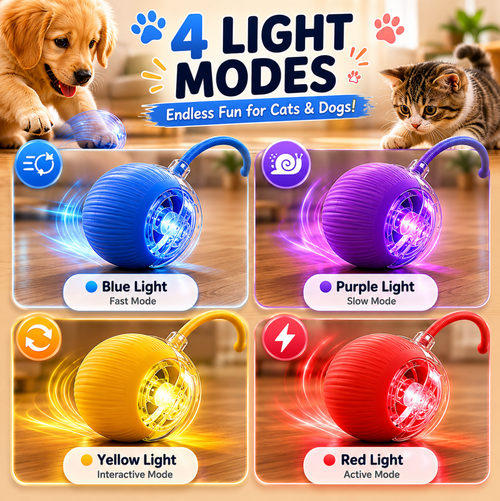 Interactive Cat Ball Toy Automatic Rolling Ball with Tail Rechargeable Smart Pet Interactive Toy Intelligent Mouse for Cat